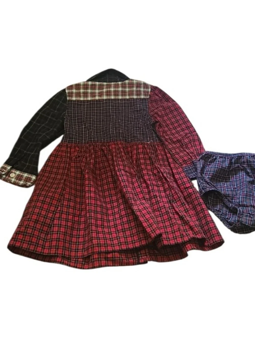 Ralph Lauren Patchwork Multicolor Plaid Button-Front Shirt Dress & Diaper Cover